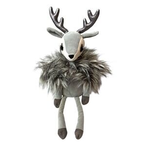 Jellycat London Liza Reindeer Whimsical Fawn Plush Toy Gray Faux Fur Antlers 20"